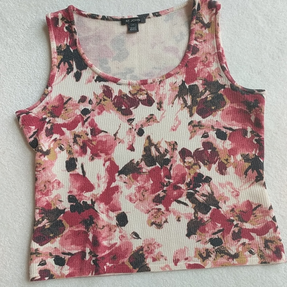 St. John Flower Knit Shell